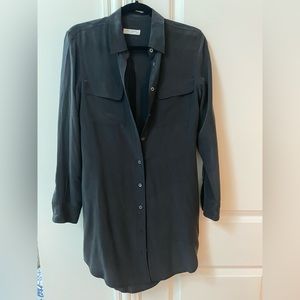 EQUIPMENT SILK BUTTON DOWN DRESS - XS - Dark Grey